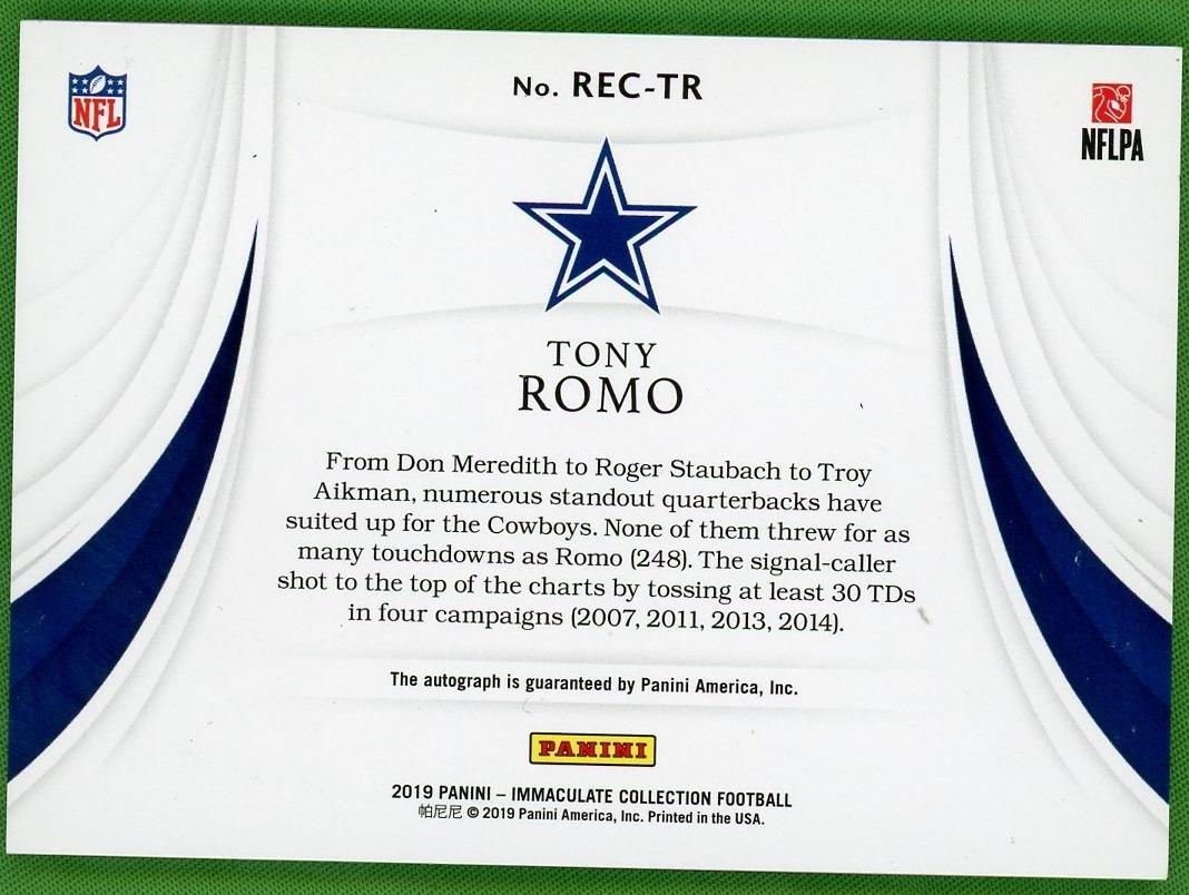 2019 Panini Immaculate Collection Immaculate Records Auto Tony Romo /10
