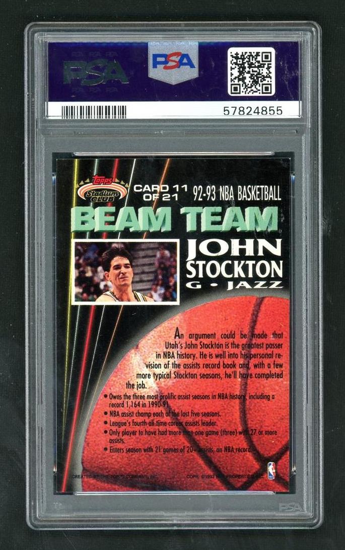 1992 Topps Stadium Club Beam Team John Stockton #11 PSA 8