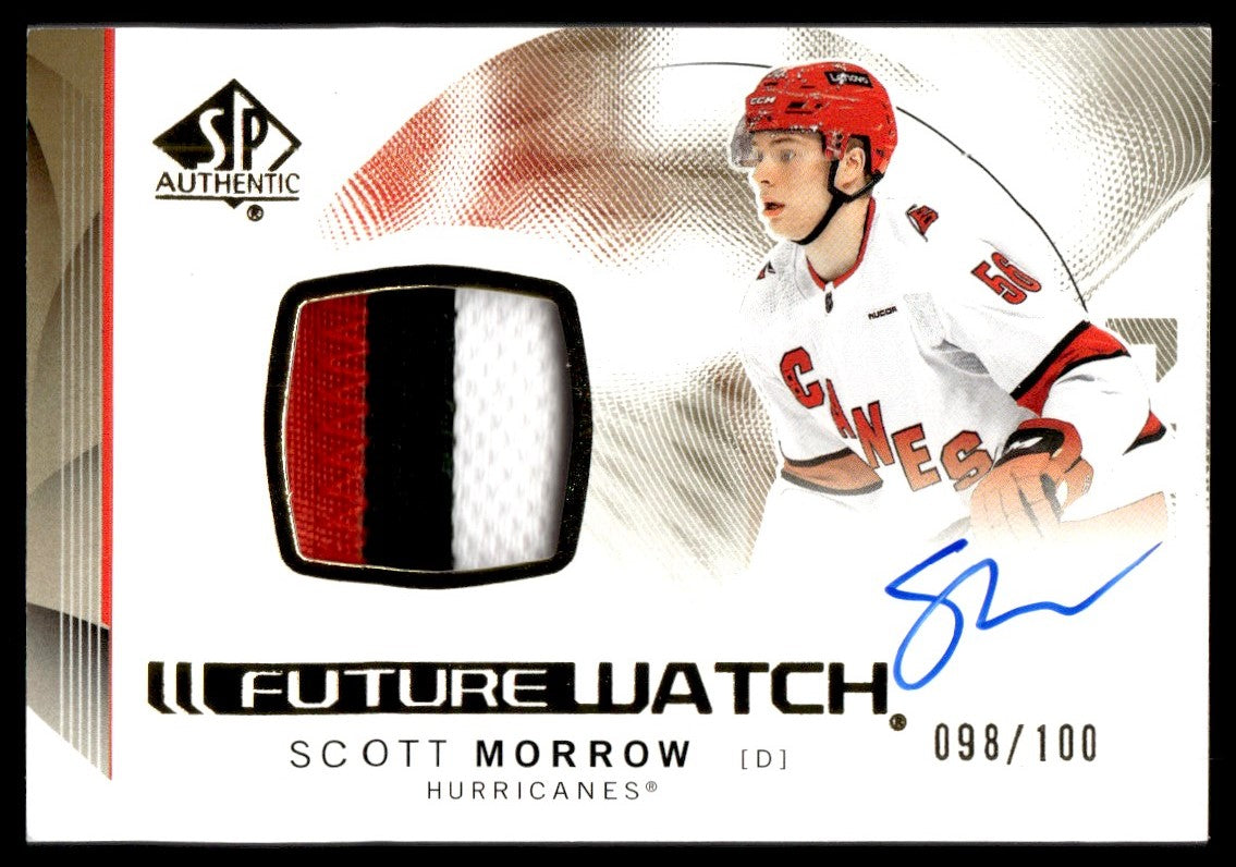 2024 Upper Deck SP Authentic 142 Scott Morrow Future Watch Rookie /100 Hurricanes Auto