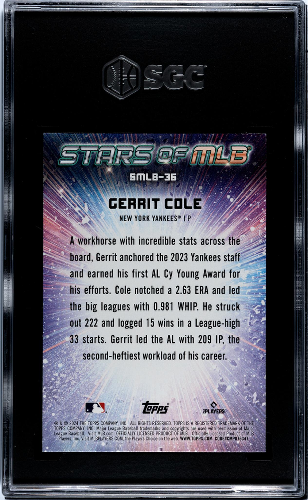 2024 Topps Series 1 Stars of MLB Gerrit Cole #SMLB-36 SGC 9