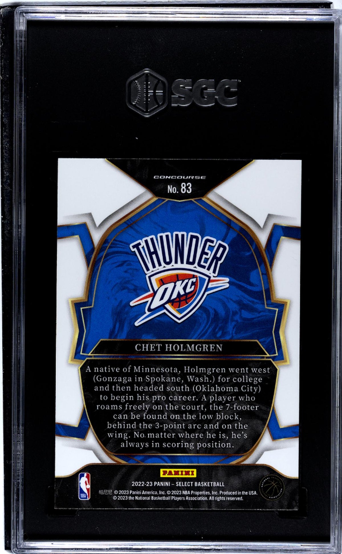 2022-23 Panini Select #83 Chet Holmgren Blue Retail SGC 10
