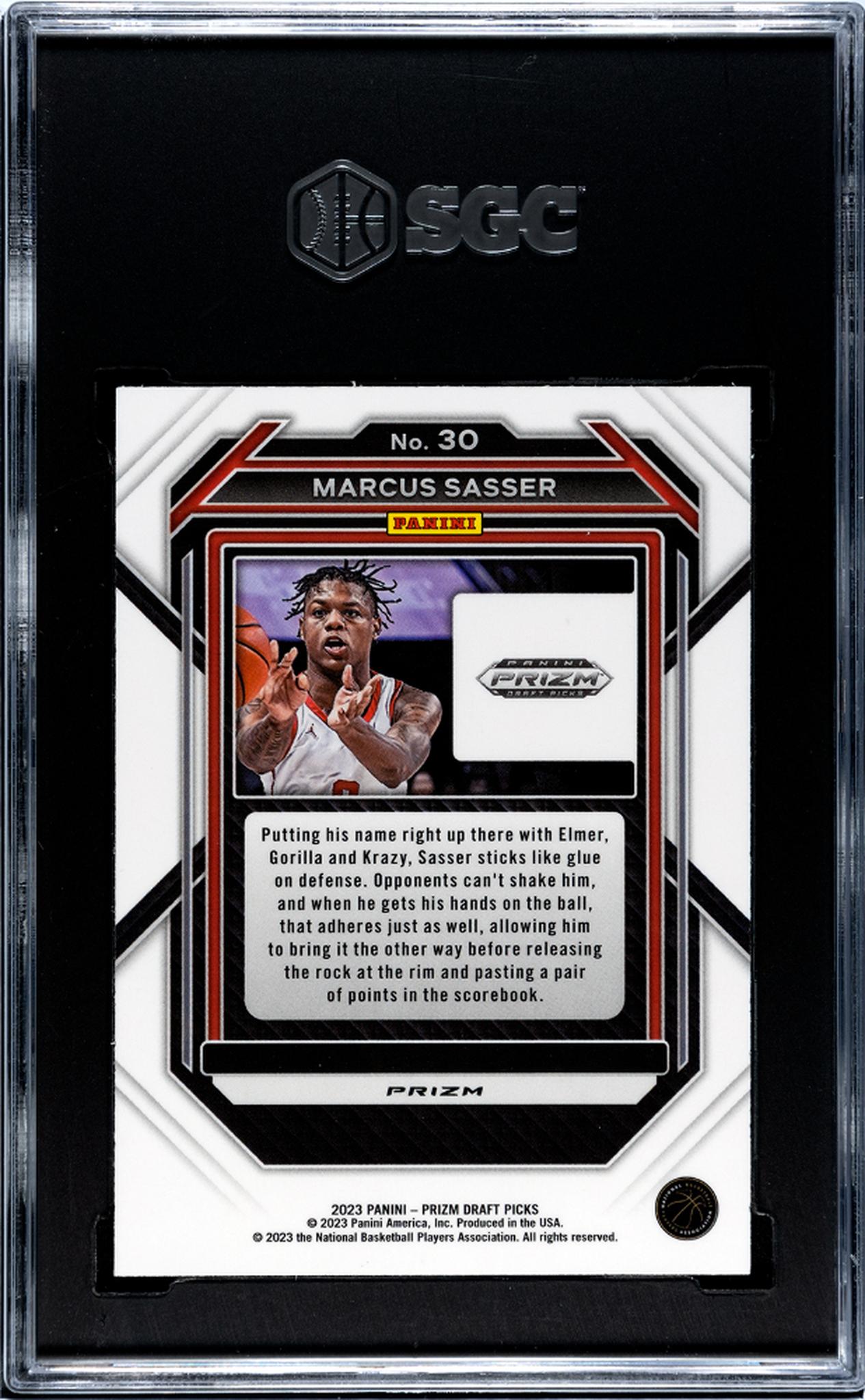 2023 Panini Prizm Draft Purple Wave Marcus Sasser #30 RC SGC 10