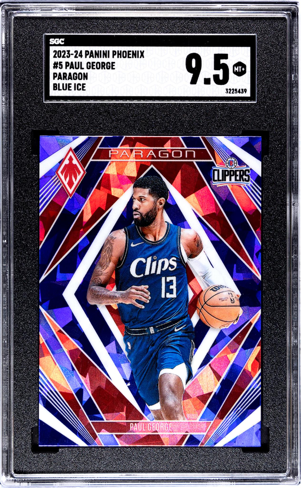 2023-24 Panini Phoenix #5 Paul George Paragon Blue Ice SGC 9.5