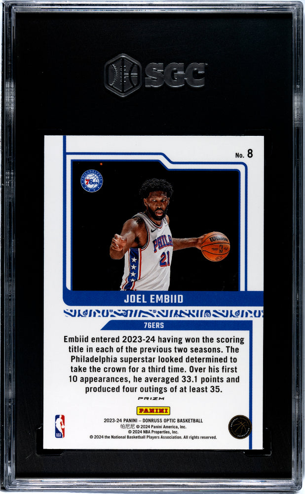 2023 Donruss Optic Elite Dominators Holo Joel Embiid #8 SGC 10