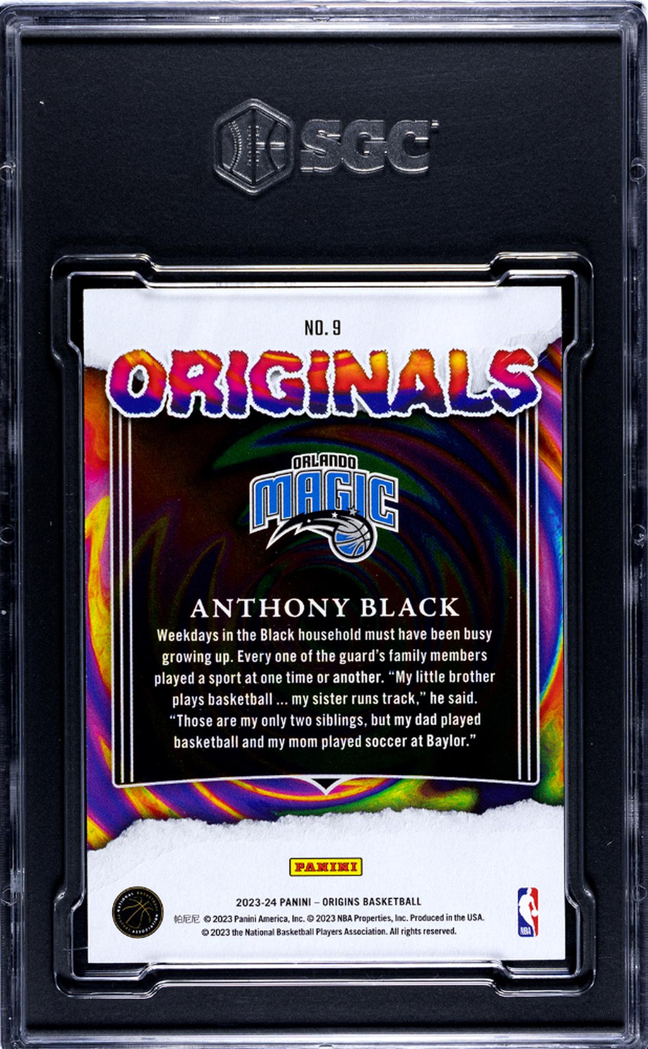 2023-24 Panini Origins #9 Anthony Black Originals Red /75 SGC 10
