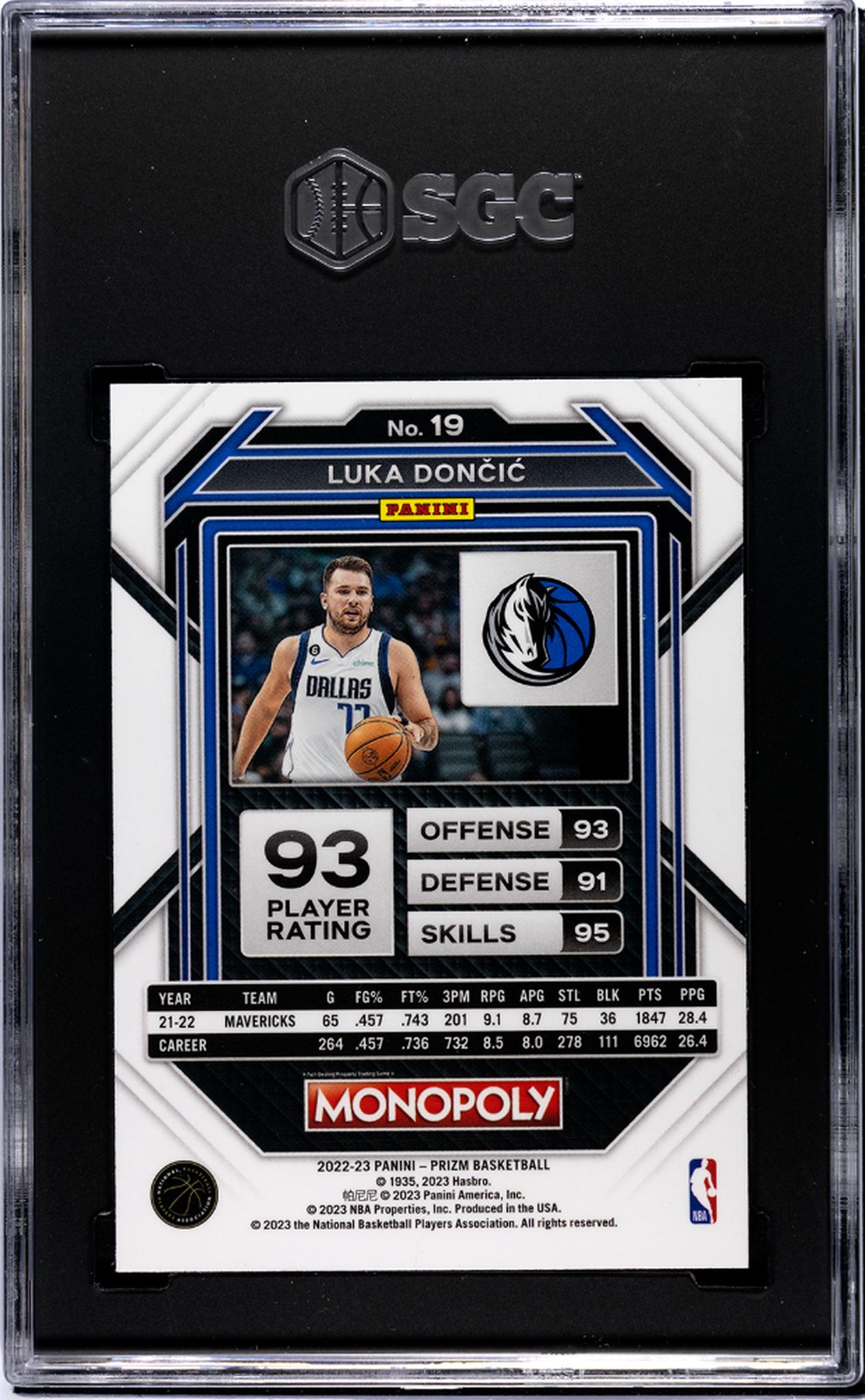2022-23 Panini Prizm Monopoly Luka Doncic #19 SGC 9.5