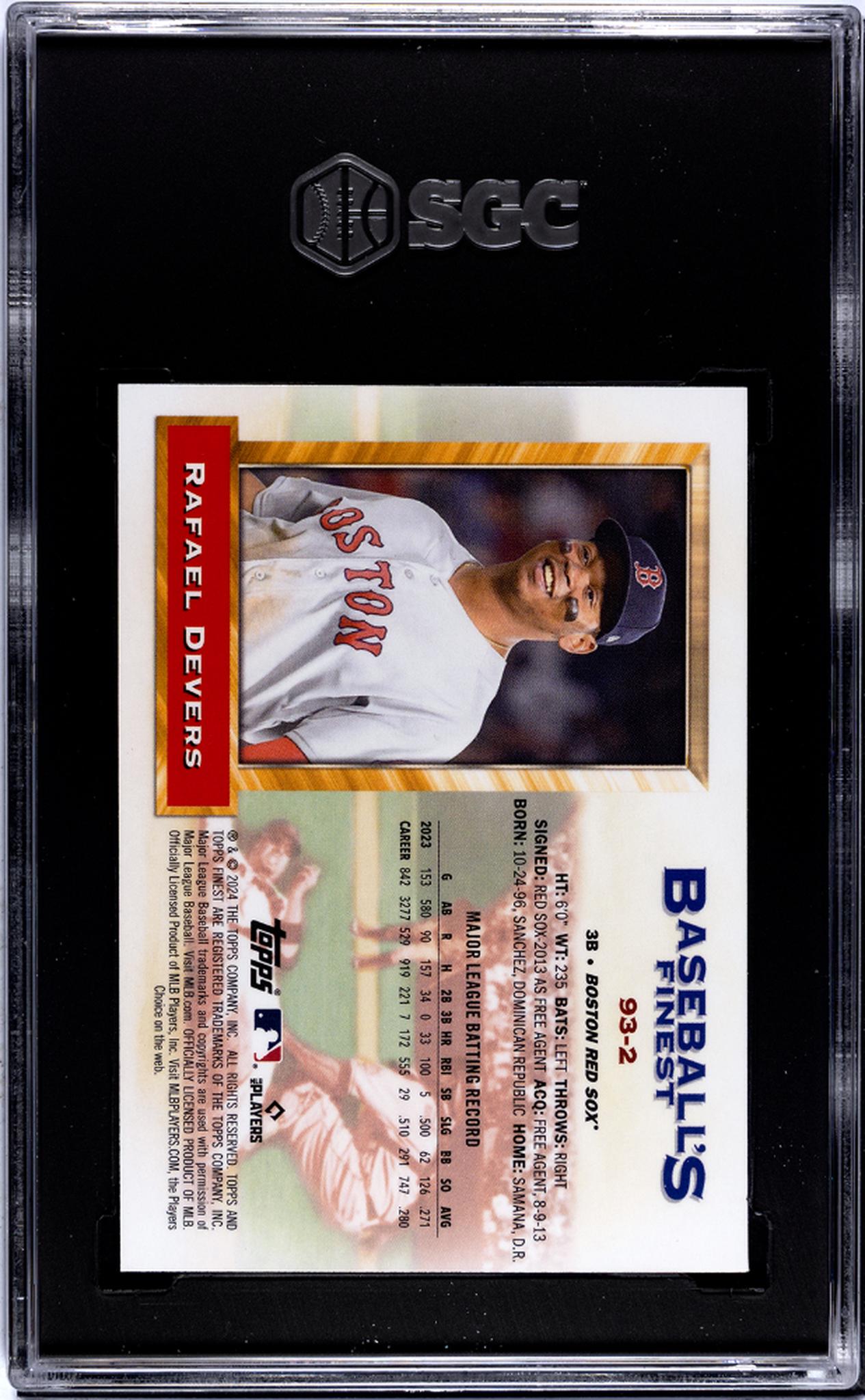 2024 Topps Finest #93-2 Rafael Devers 93 Finest What If Prototypes SGC 9.5