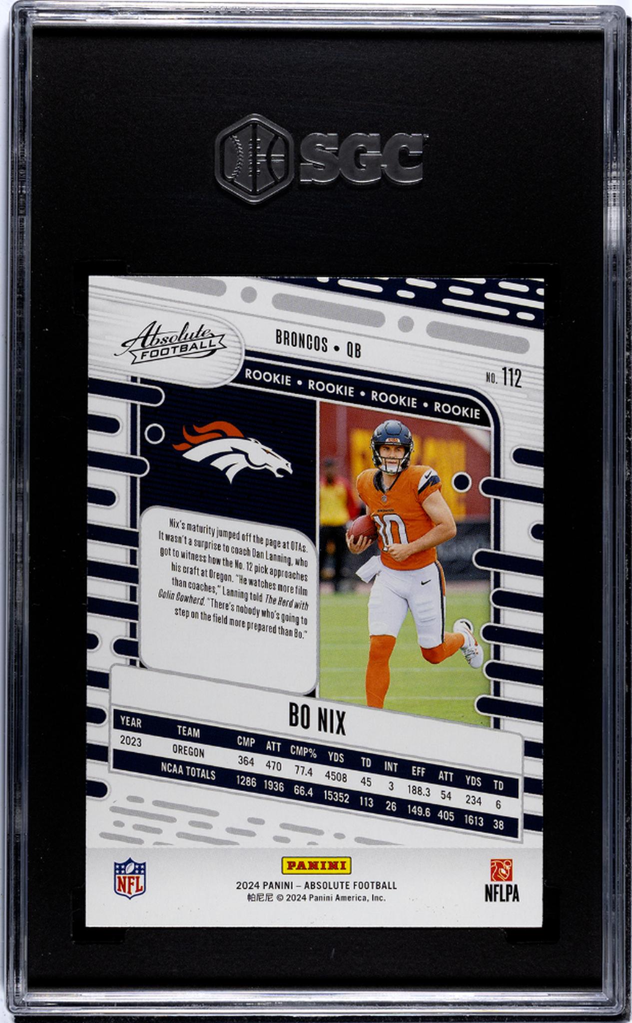 2024 Panini Absolute #112 Bo Nix Retail SGC 9.5