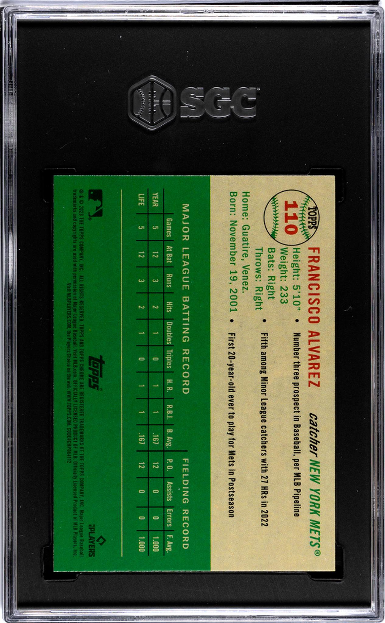 2023 Topps Chrome Platinum Anniversary #110 Francisco Alvarez SGC 9.5