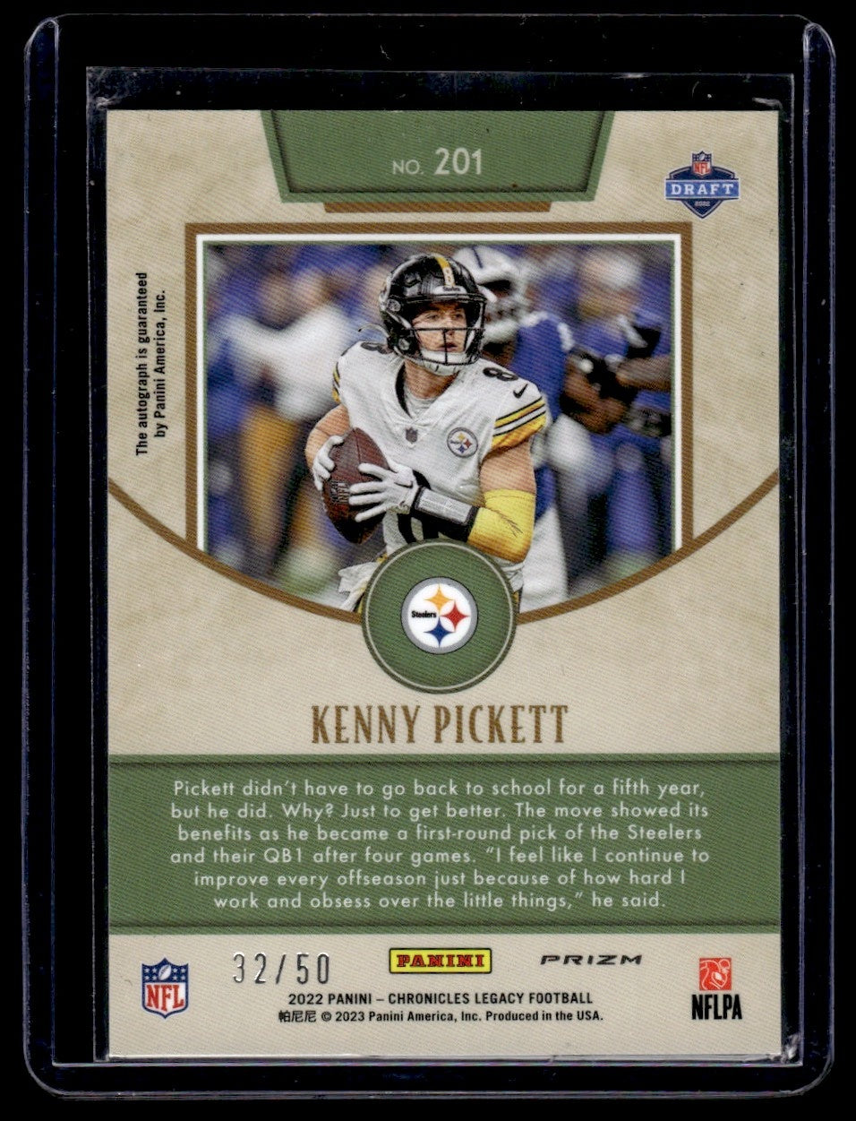2022 Panini Chronicles Legacy Red Prizm Kenny Pickett #201 RC Auto /50