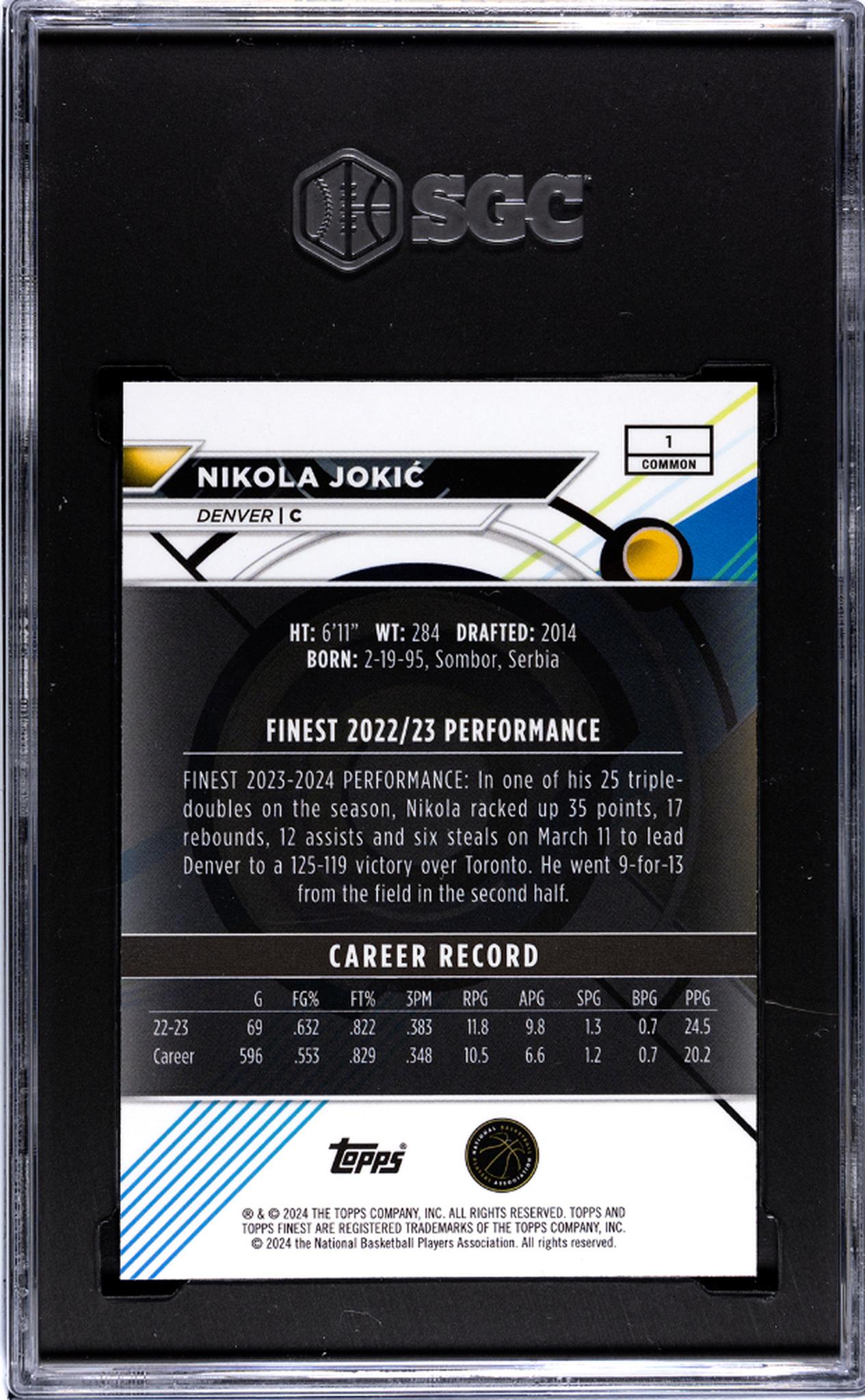 2023-24 Topps Finest Nikola Jokic #1 SGC 8.5