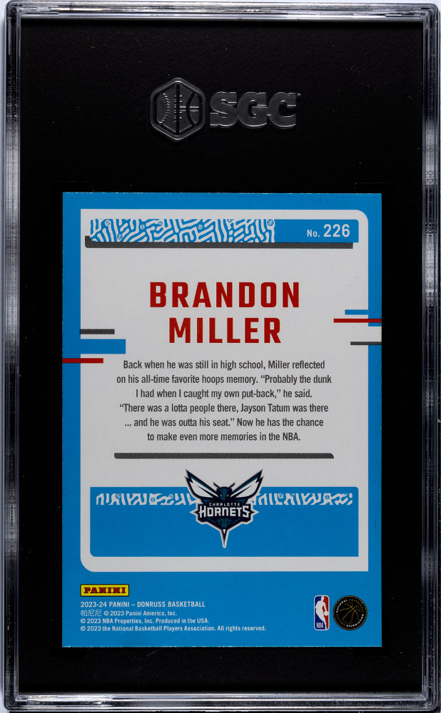 2023 Donruss Brandon Miller #226 RC SGC 9