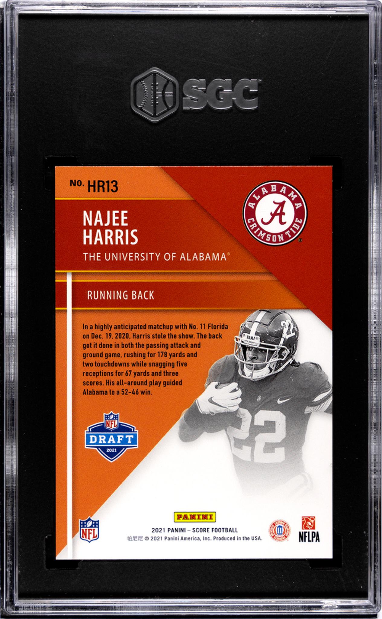 2021 Score #HR13 Najee Harris Hot Rookies /20 SGC 10