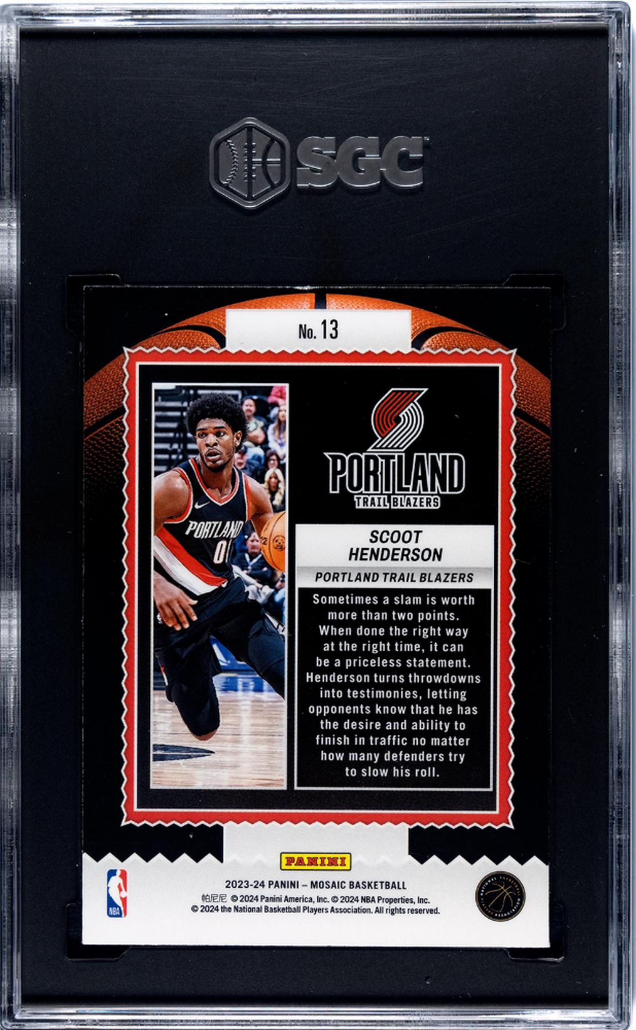 2023-24 Panini Mosaic Jam Masters Scoot Henderson #13 RC SGC 9.5