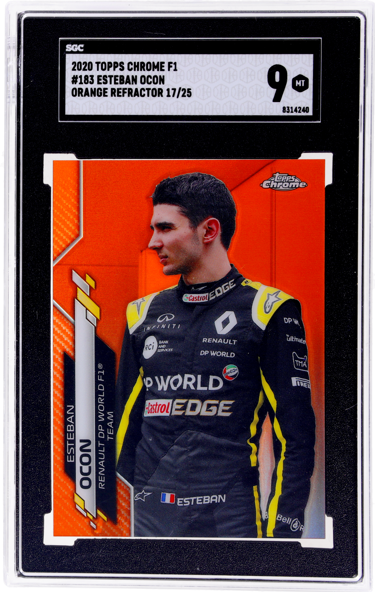 2020 Topps Chrome F1 #183 Esteban Ocon Orange Ref. 17 SGC 9