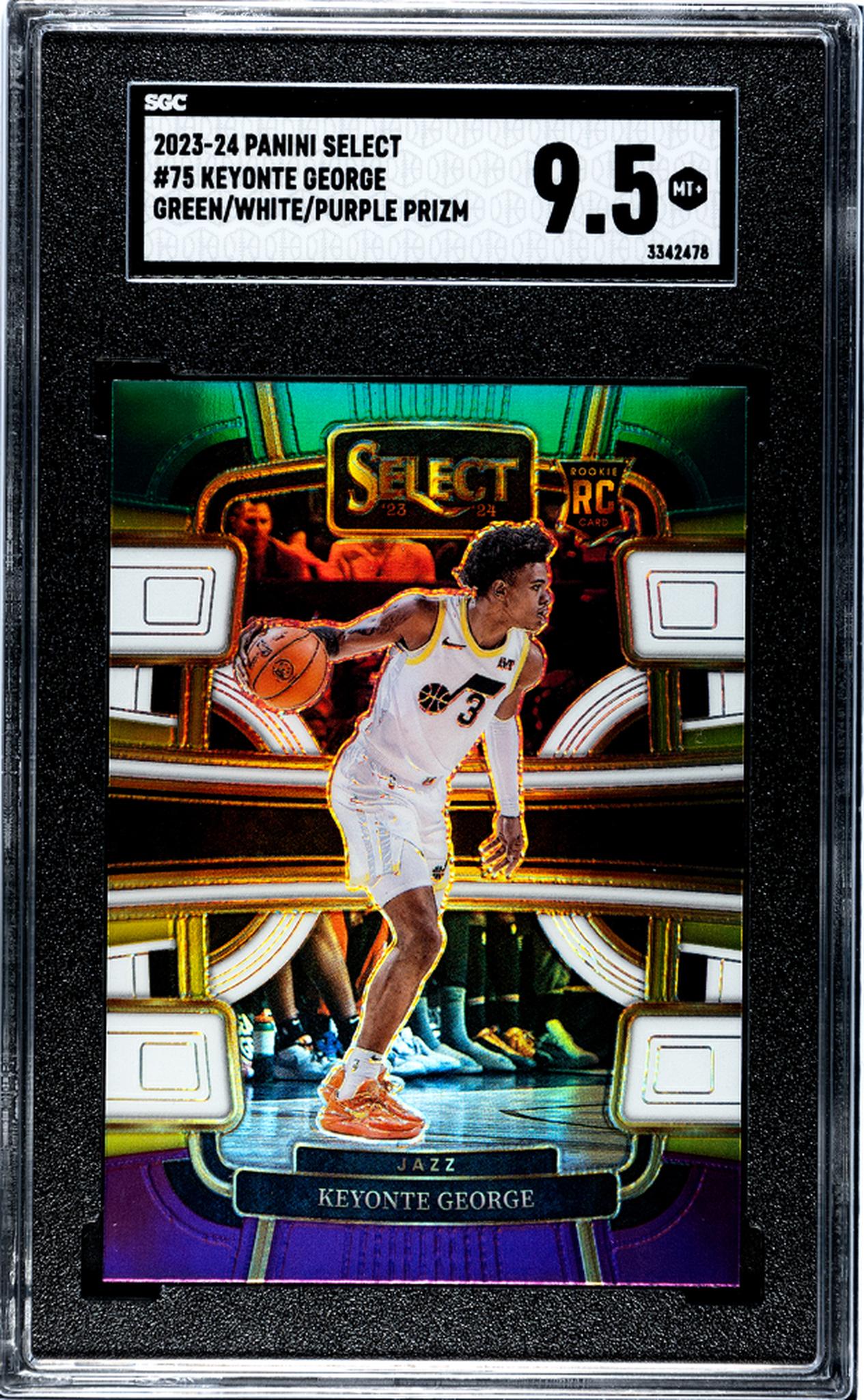 2023-24 Panini Select Green/White/Purple Prizm Keyonte George #75 RC SGC 9.5