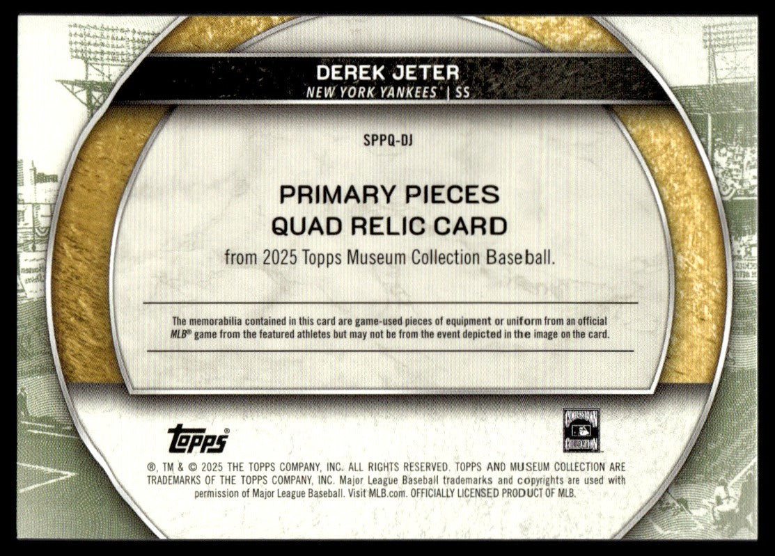 2025 Museum Collection Derek Jeter Primary Pieces Quad Patch Gam-Used /49