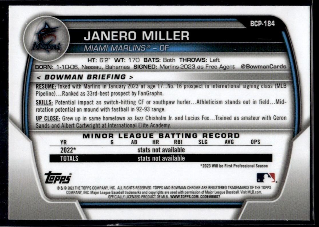 2023 1st Bowman Chrome Janero Miller