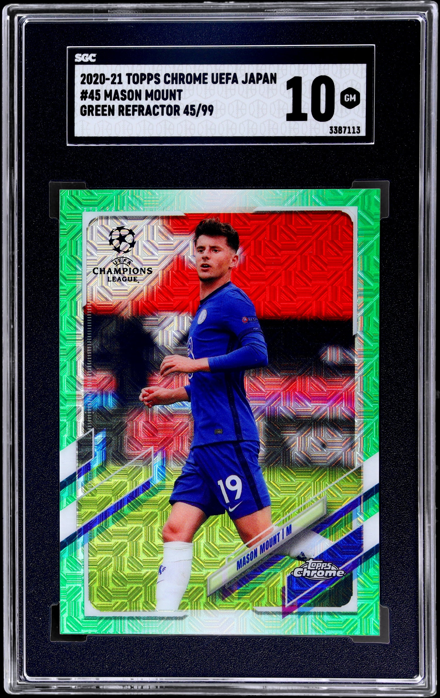 2020 Topps Chrome UEFA Japan Mason Mount #45 Green Refractor 45/99 SGC 10