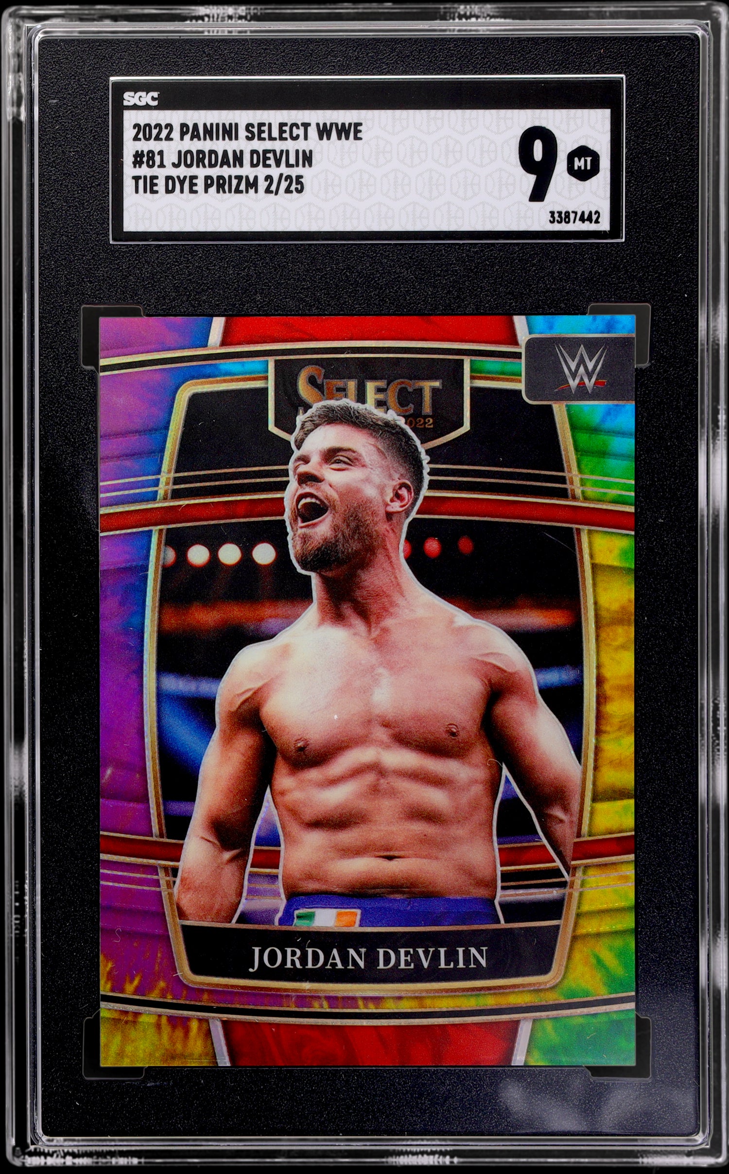 2022 Panini Select WWE Tie Dye Prizm Jordan Devlin #81 /25 SGC 9