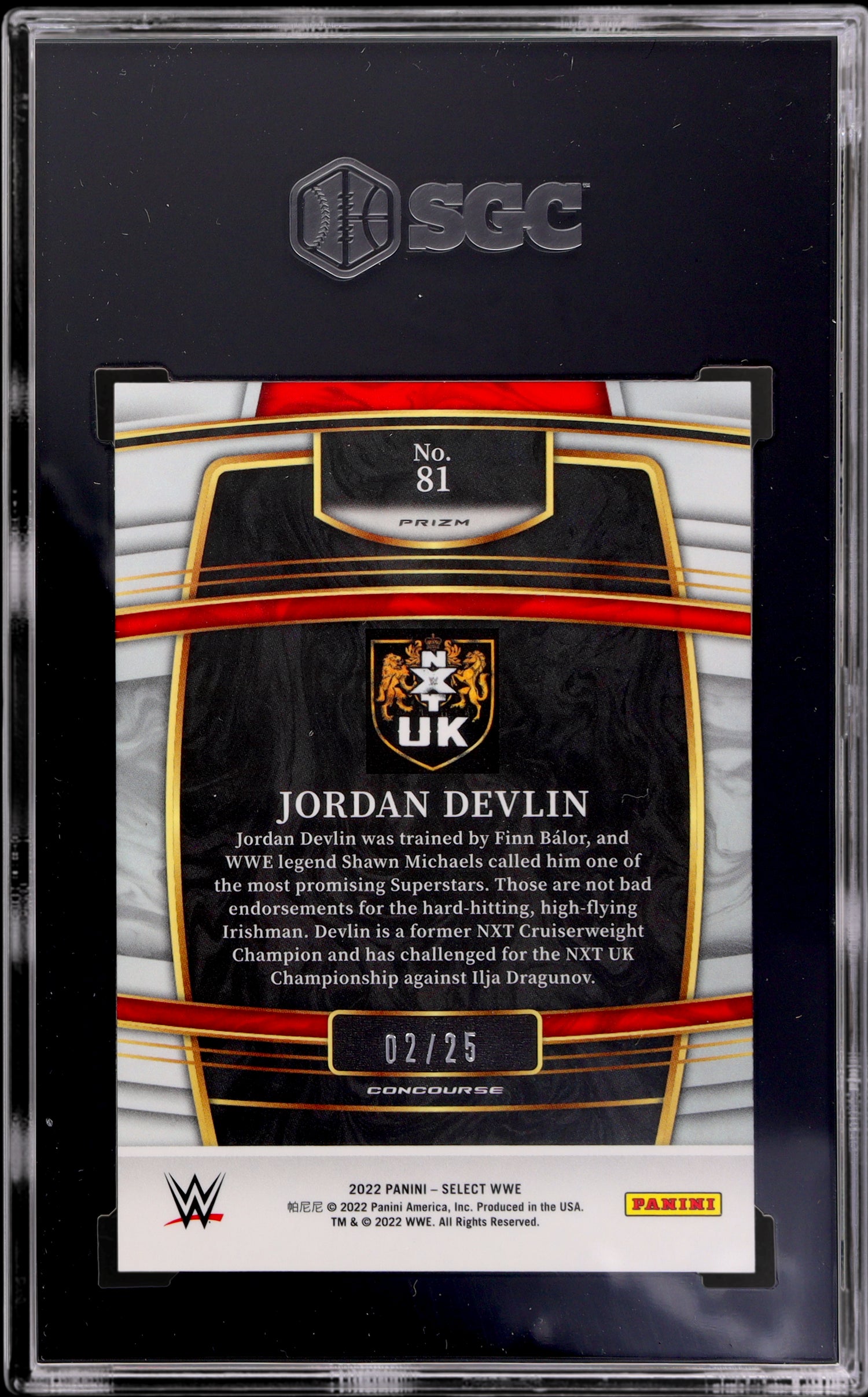 2022 Panini Select WWE Tie Dye Prizm Jordan Devlin #81 /25 SGC 9