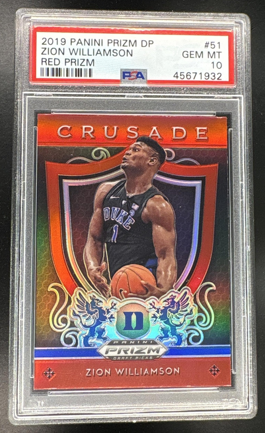 2019 Panini Prizm Draft Picks Red Prizm Zion Williamson #51 PSA 10