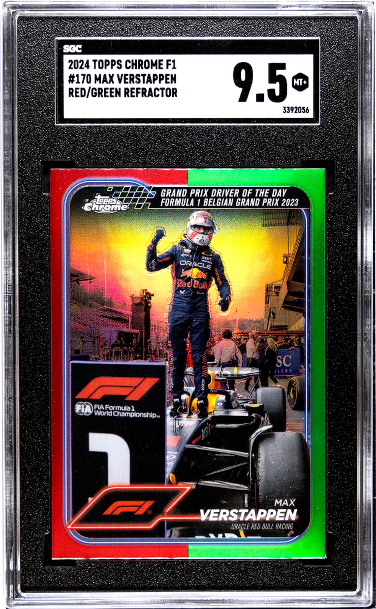 2024 Topps Chrome F1 #170 Max Verstappen Red/Green Refractor SGC 9.5