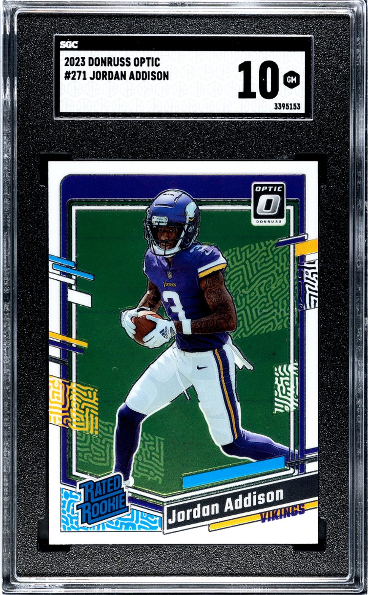 2023 Panini Donruss Optic #271 Jordan Addison Rookie SGC 10 Gem Mint Vikings