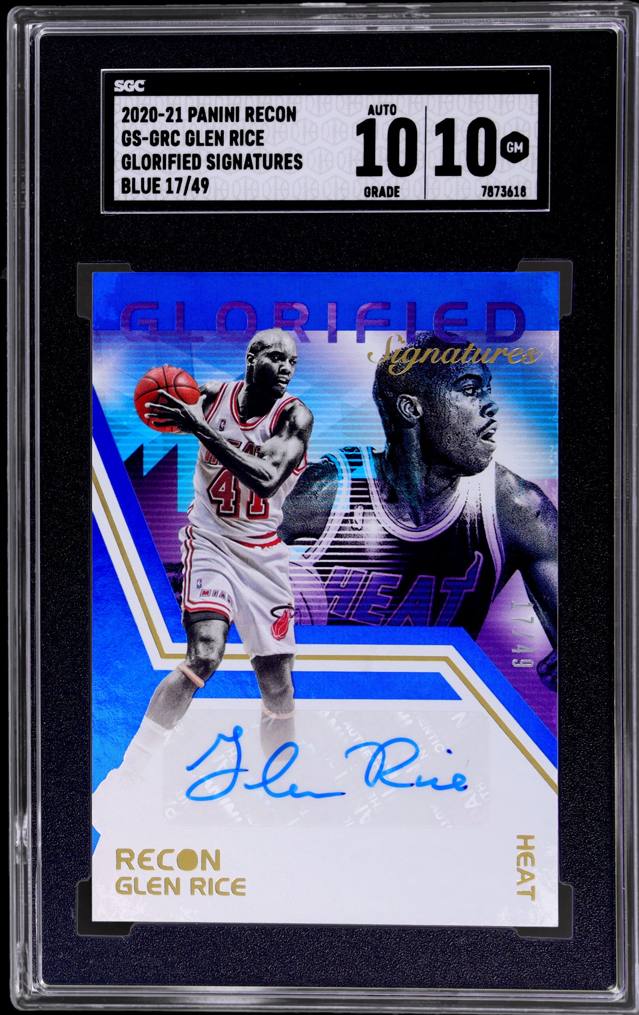 2020 Panini Recon Glorified Signature Blue Glen Rice #31 /49 SGC 10