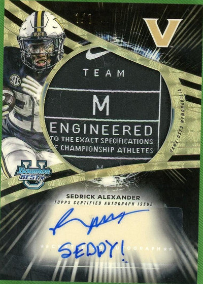 2025 Bowman University's Best Sedrick Alexander JRA-SA SuperFractor Jumbo Relic Auto 1/1