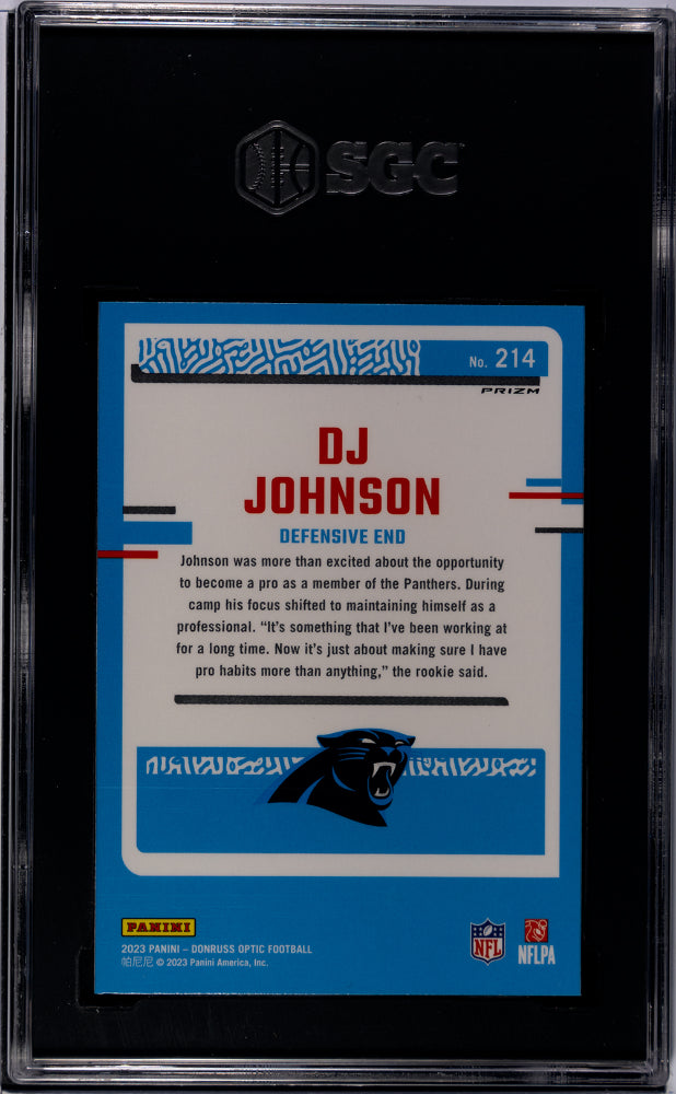 2023 Donruss Optic #214 DJ Johnson Purple Shock Prizm SGC 9.5