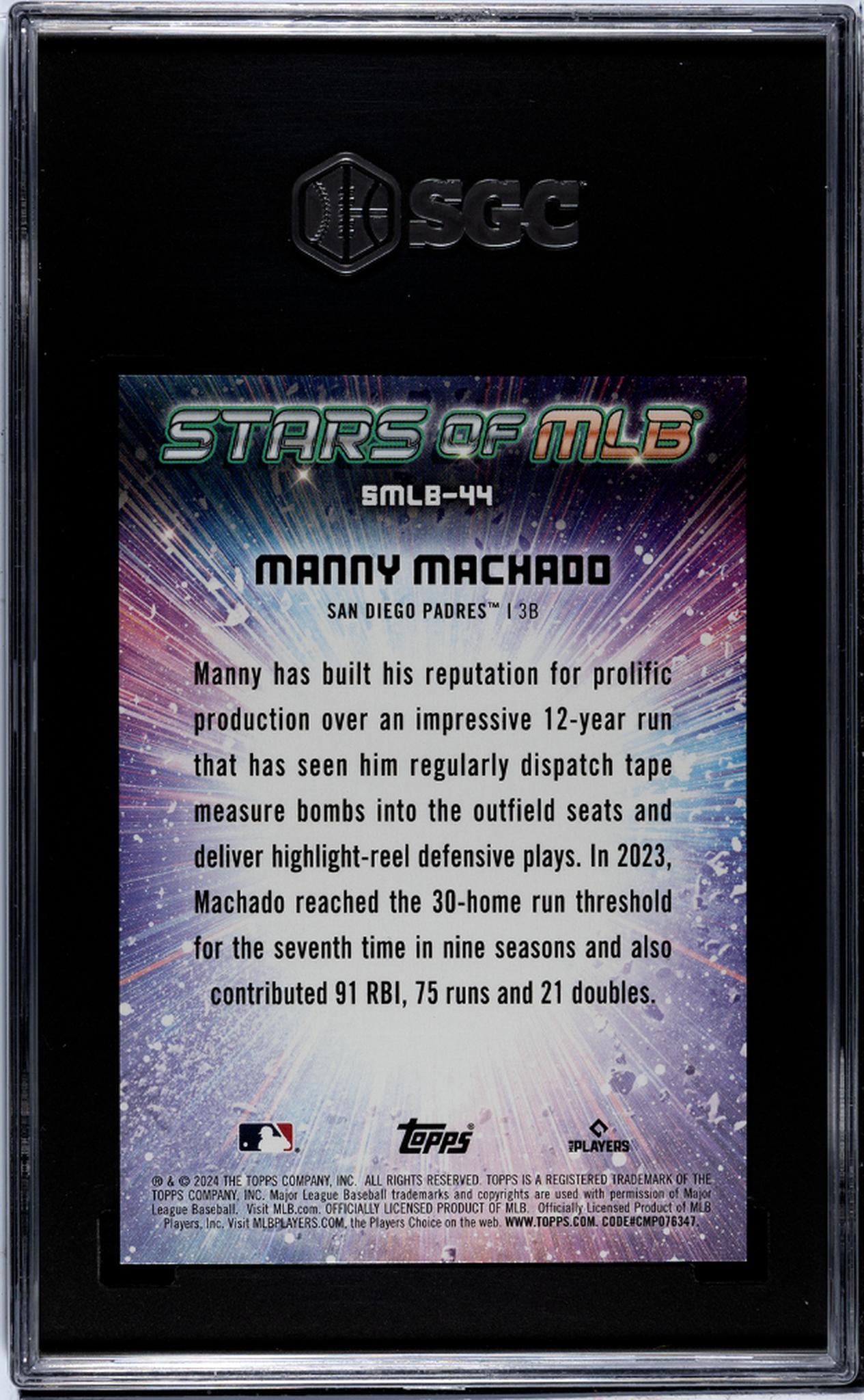 2024 Topps Stars of MLB Red Manny Machado #SMLB-44 /75 SGC 8.5