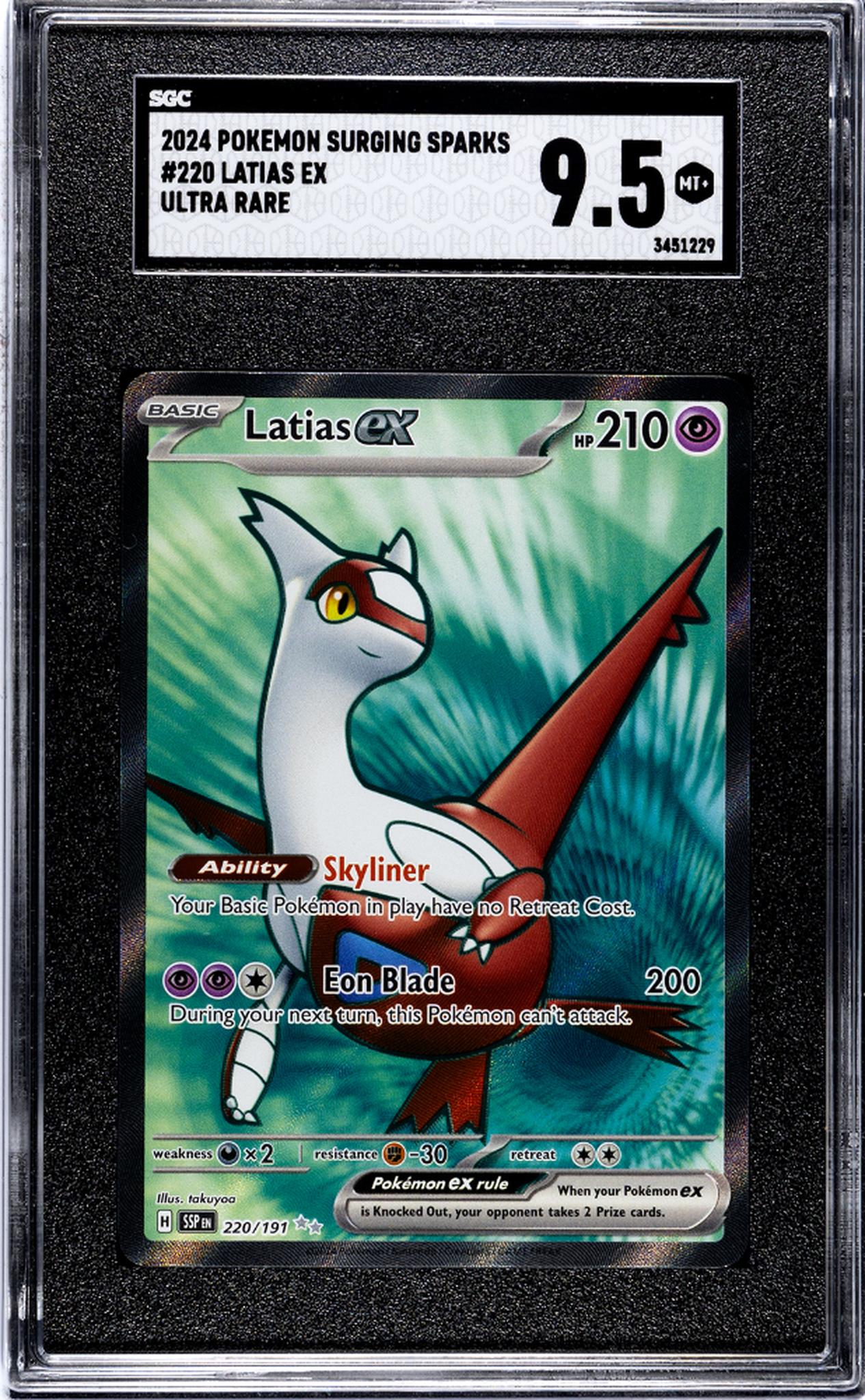 2024 Pokemon #220/197 Latias ex Surging Sparks SGC 9.5