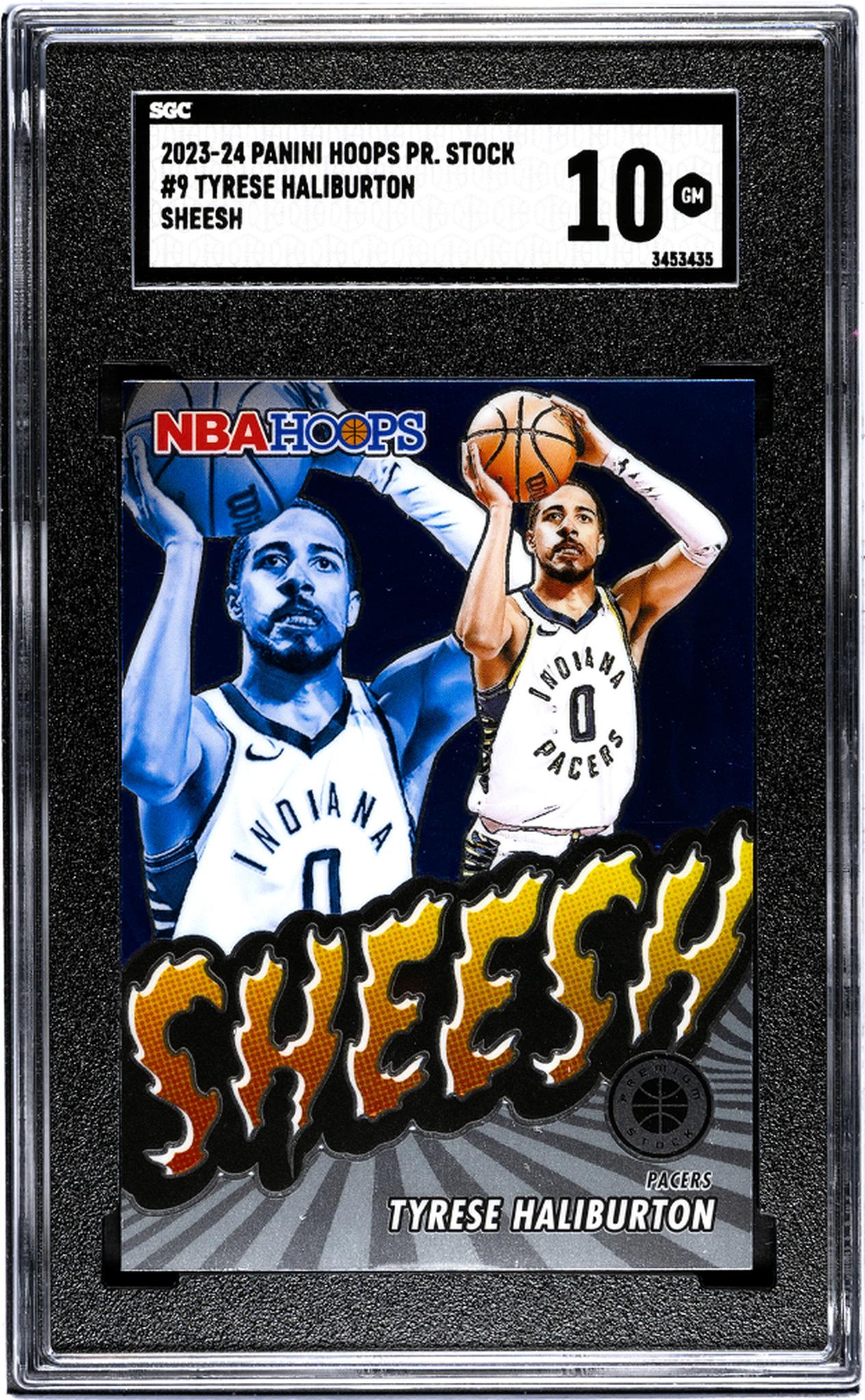 2023-24 Panini Hoops Premium Stock #9 Tyrese Haliburton Sheesh SGC 10