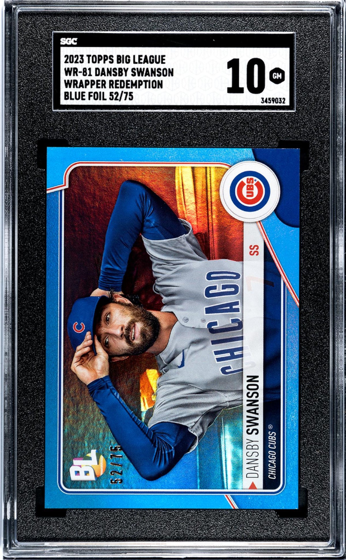 2023 Topps Big League WR Redemption Blue Foil Dansby Swanson #WR-81 /75 SGC 10