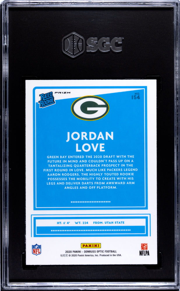 2020 Panini Donruss Optic Green Velocity Prizm Jordan Love #154 RC SGC 10
