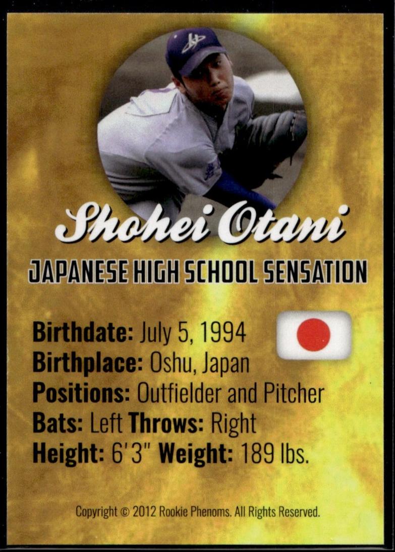 2012 Rookie Phenom Shohei Otani Japanese High School Sensation