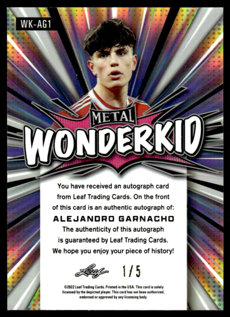 2022 Leaf Metal WK-AG1 Alejandro Garnacho Wonderkid /5 Auto