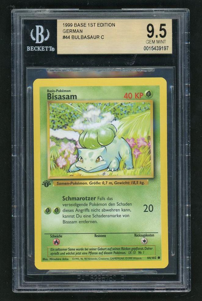 1999 Pokemon Base Set German 1st Edition Bulbasaur #44 BGS 9.5