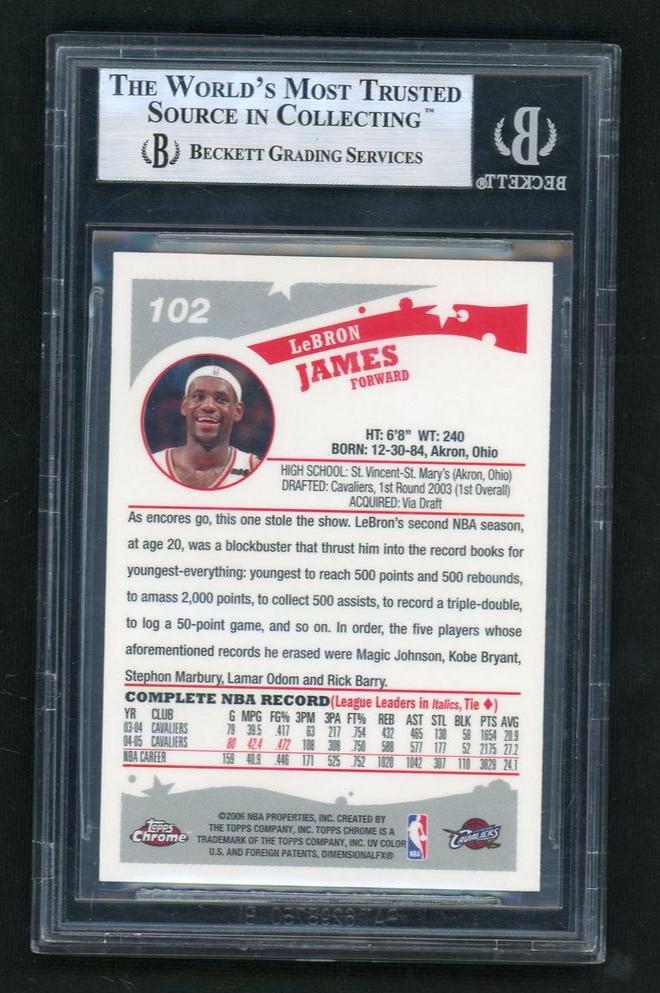 2005 Topps Chrome 102 LeBron James Beckett 8.5 NM-MT+ Cleveland Cavaliers
