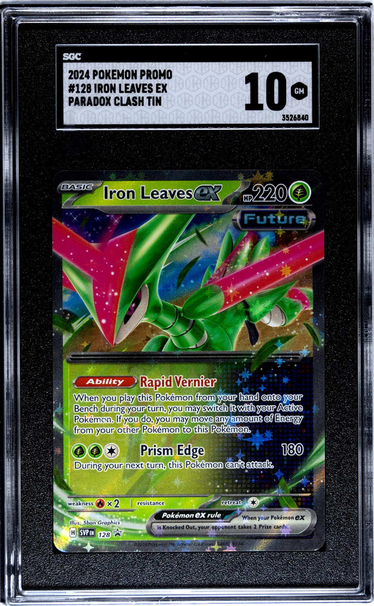 2024 Pokemon #128 Iron Leaves EX Paradox Clash Tin SGC 10