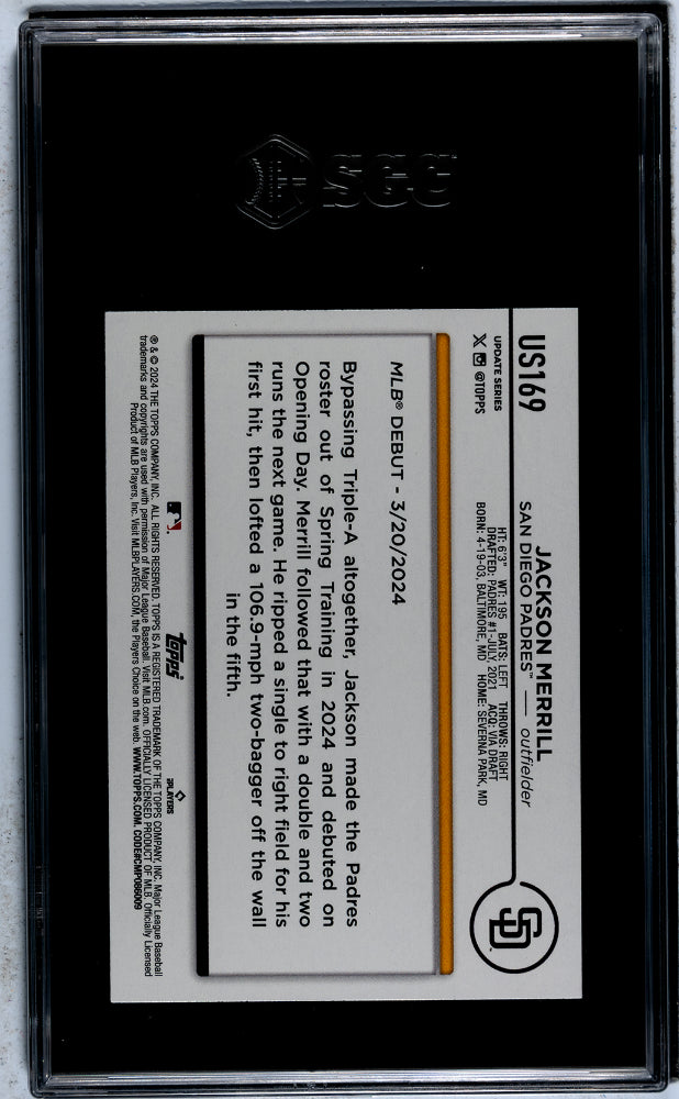2024 Topps Update Jackson Merrill #US169 RC SGC 9