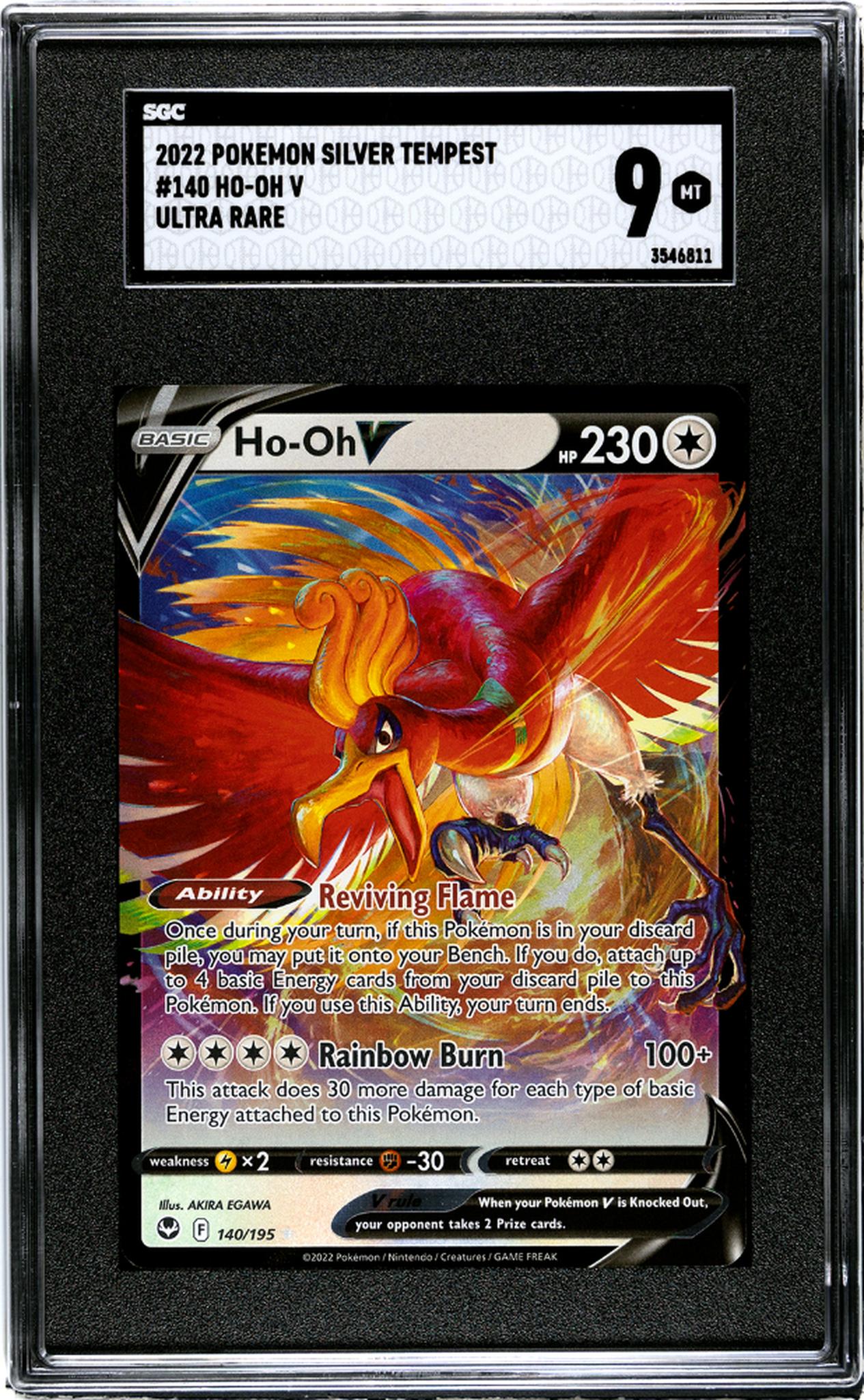 2022 Pokemon Silver Tempest #140 Ho-Oh V Ultra Rare SGC 9