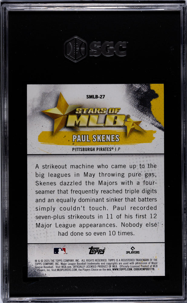 2025 Topps Baseball Stars of MLB Paul Skenes #SMLB-27 SGC 10