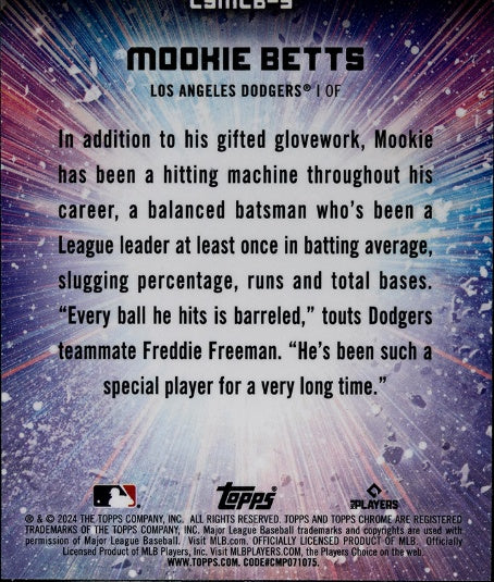 2024 Topps Chrome #CSMLB-9 Mookie Betts Stars of MLB SGC 9.5