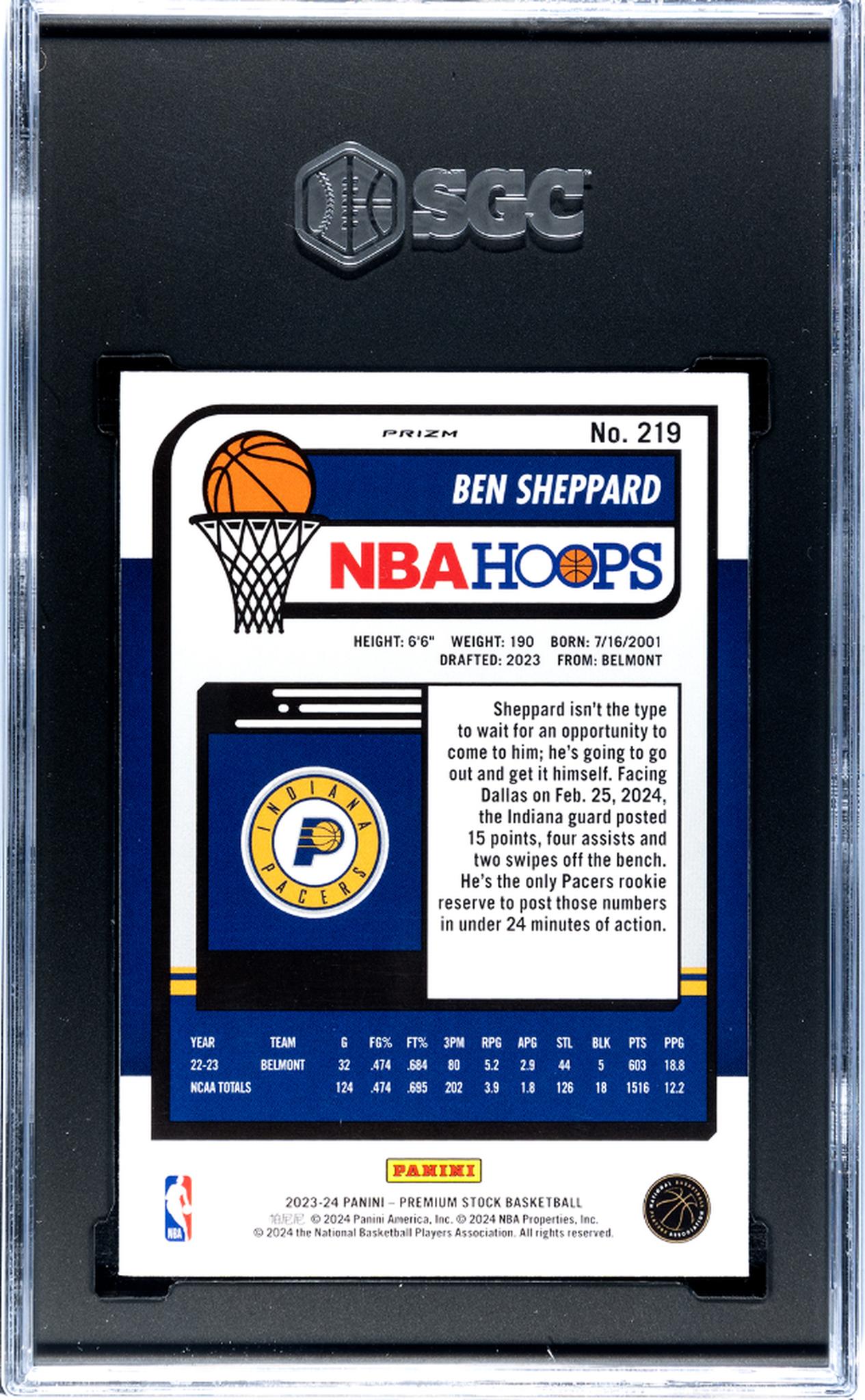 2023 Hoops #219 Ben Sheppard Seismic Prizm SGC 9.5