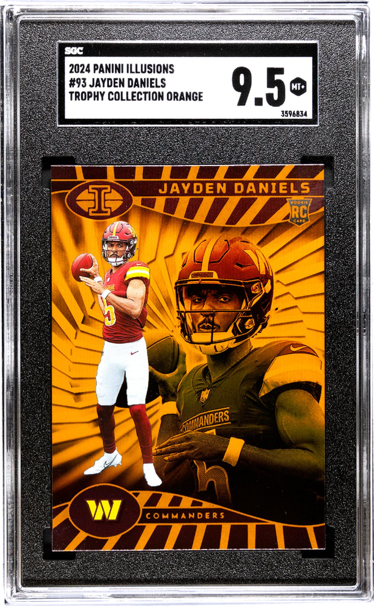 2024 Panini Illusions #93 Jayden Daniels Trophy Collection Orange SGC 9.5