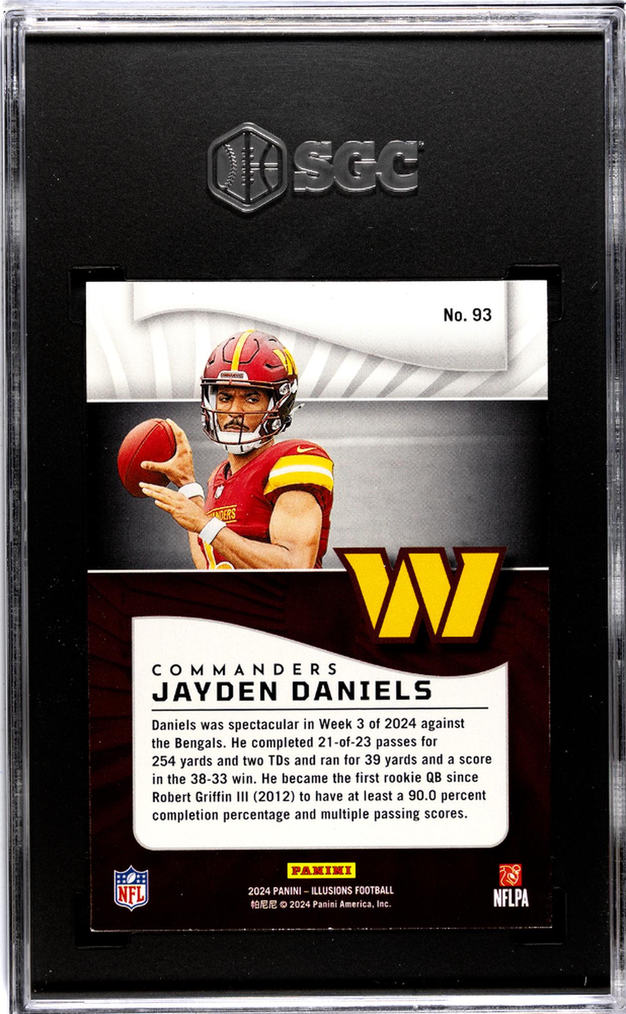 2024 Panini Illusions #93 Jayden Daniels Trophy Collection Orange SGC 9.5