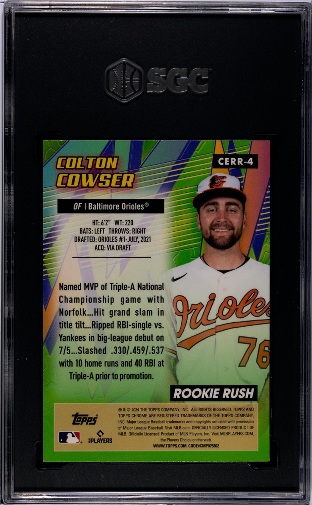 2024 Topps Chrome All-Etch Rookie Rush Colton Cowser #CERR-4 RC SGC 10