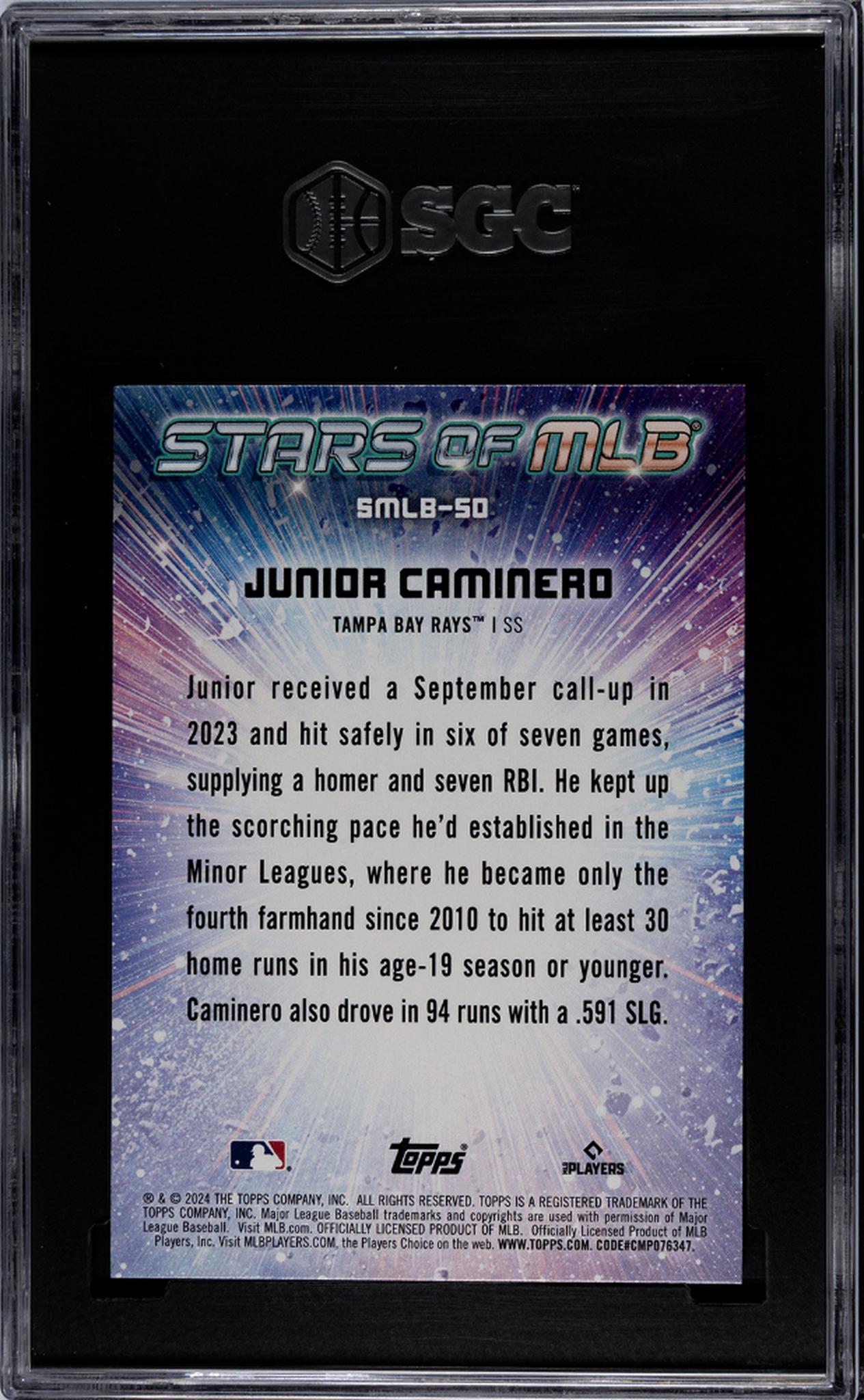 2024 Topps #SMLB-50 Junior Caminero Stars of MLB Rookie  SGC 9.5